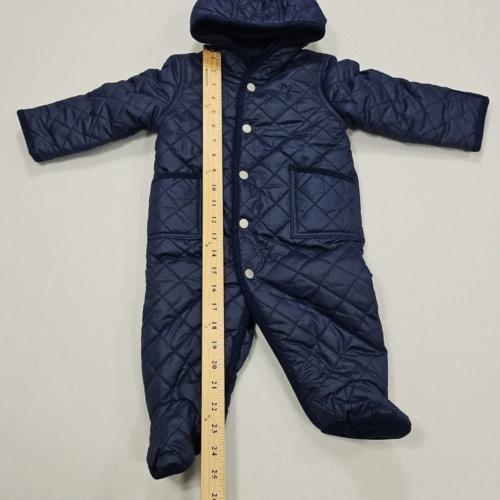 Polo Ralph Lauren‎ 6 Months Navy Blue Quilted Fleece Lined Hooded Barn Bunting